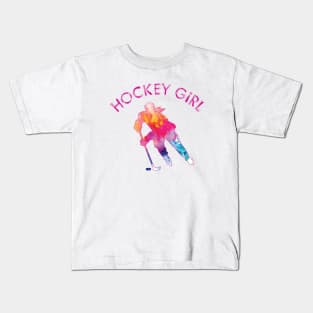 Hockey Girl Watercolor Kids T-Shirt